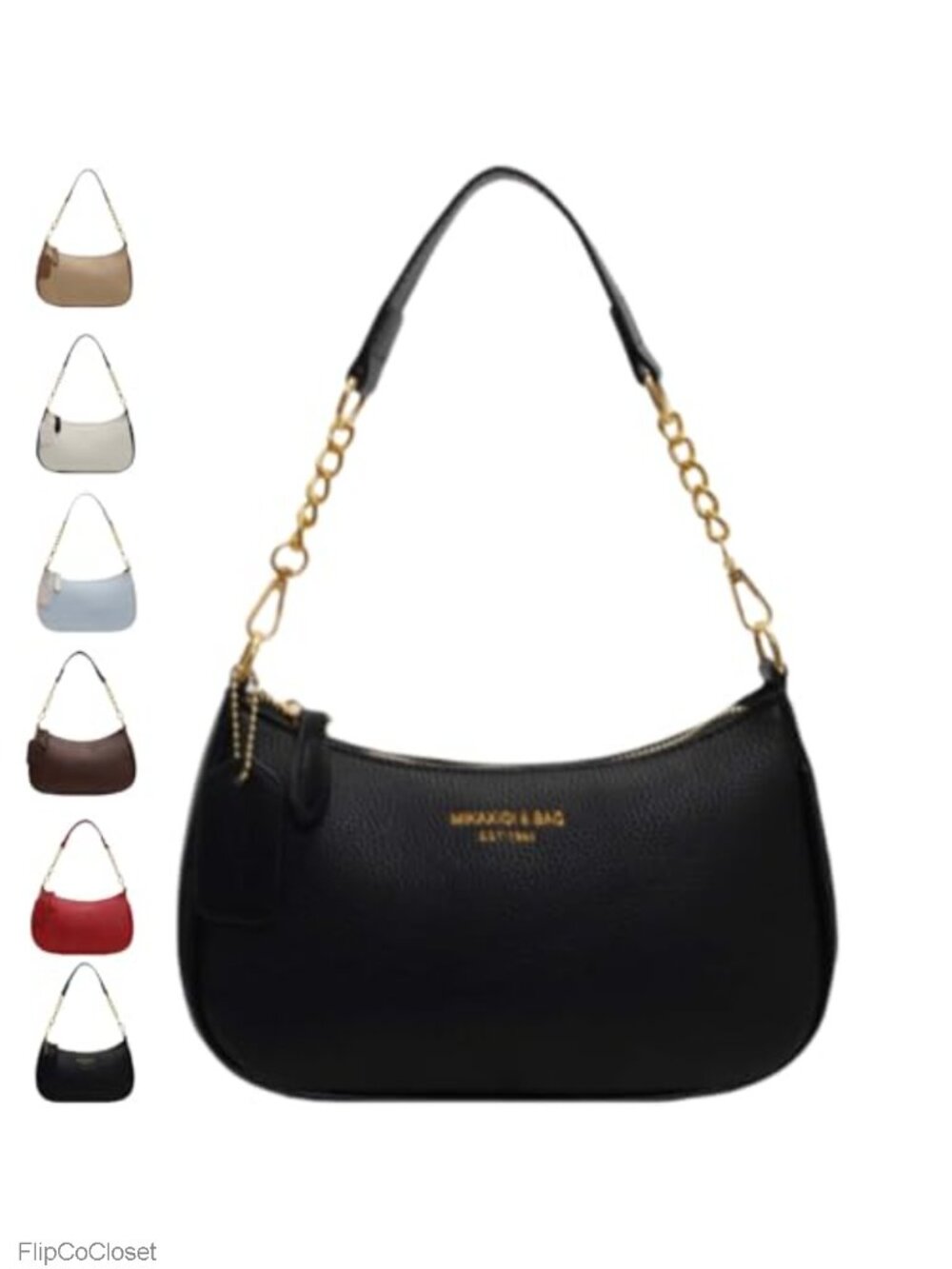 Women's Crescent Hobo Crossbody Bag Soft Vegan Leather Gold Hardware